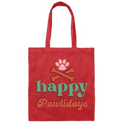 Happy Pawlidays Christmas Dog Canvas Tote Bag