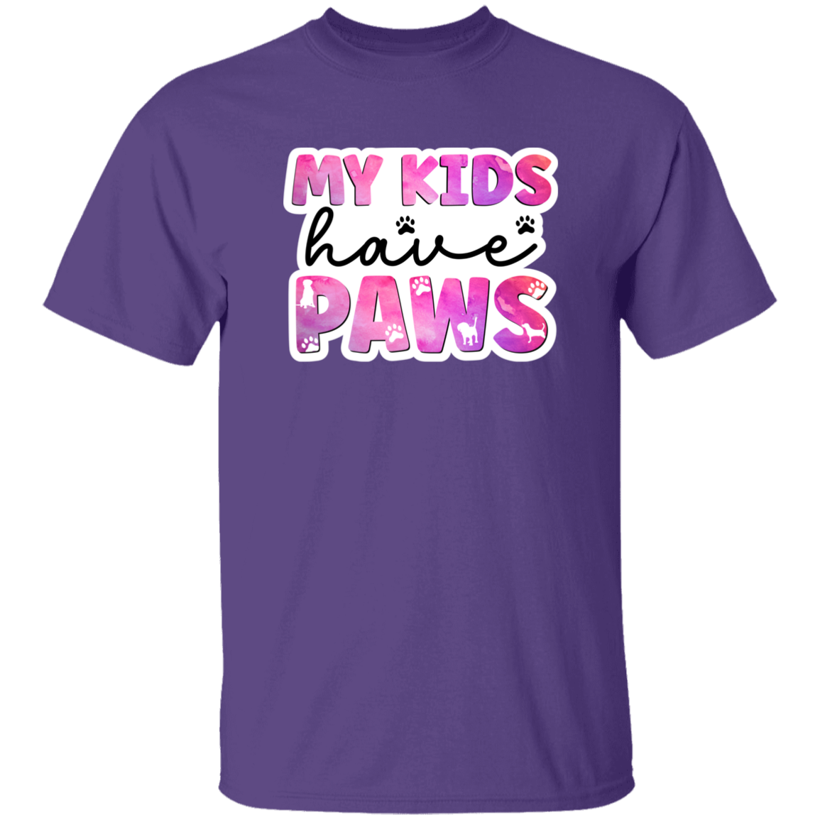 My Kids Have Paws Dog Mom Watercolor T-Shirt