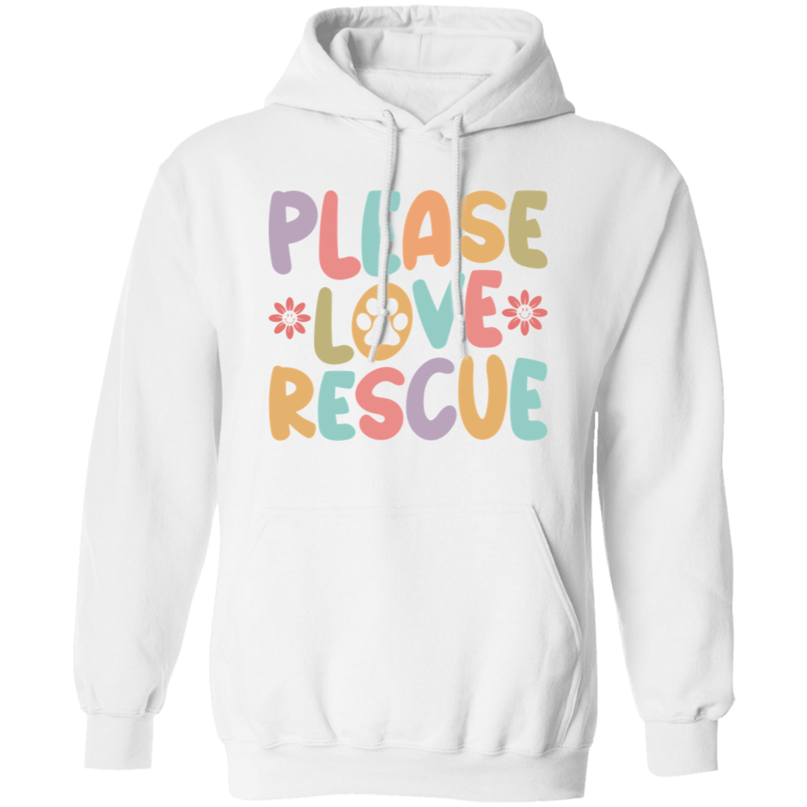 Please Love Rescue Dog Paw Print Pullover Hoodie Hooded Sweatshirt