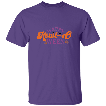 Happy Howl-o-ween Paw Print Halloween Dog  T-Shirt
