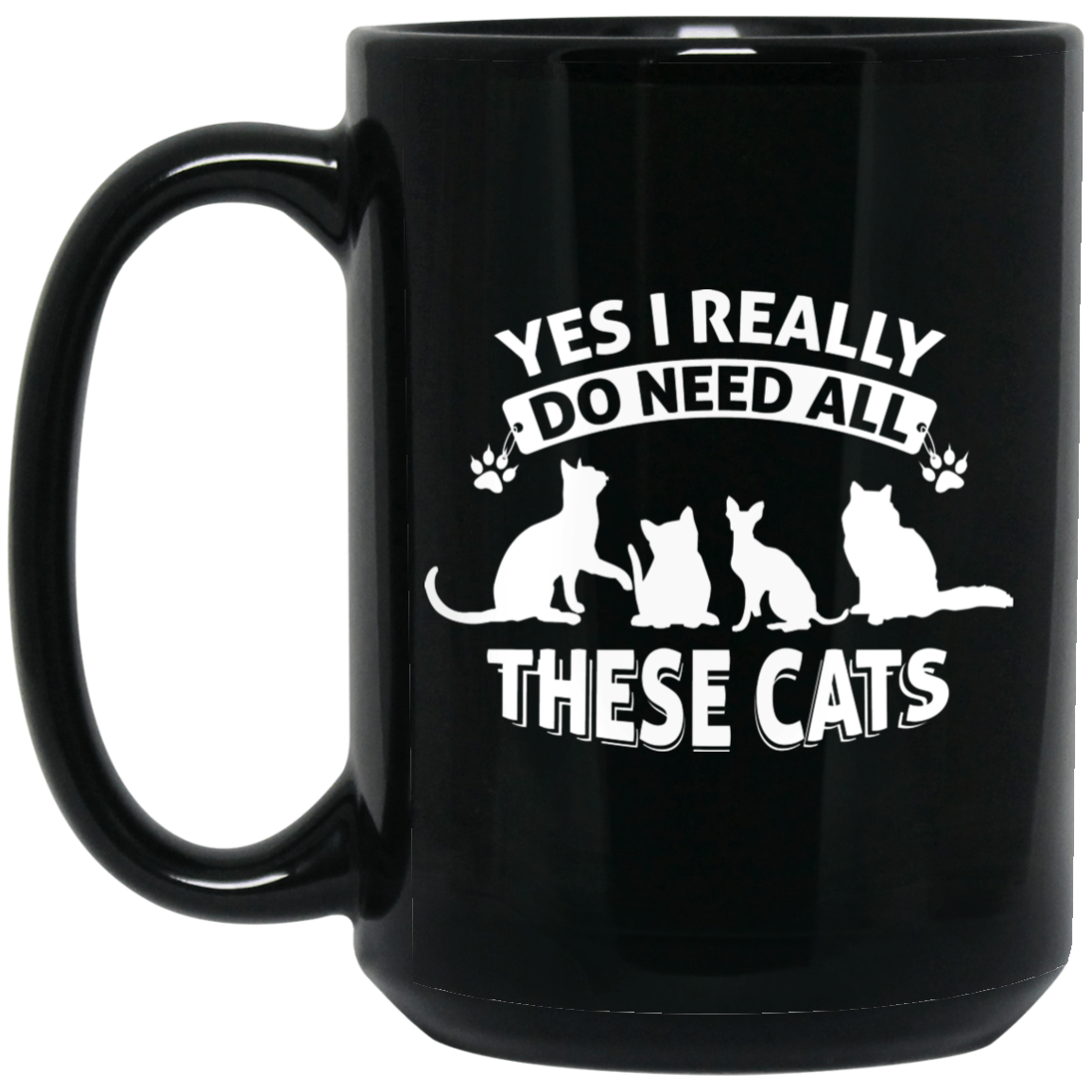 All These Cats - Black Mugs