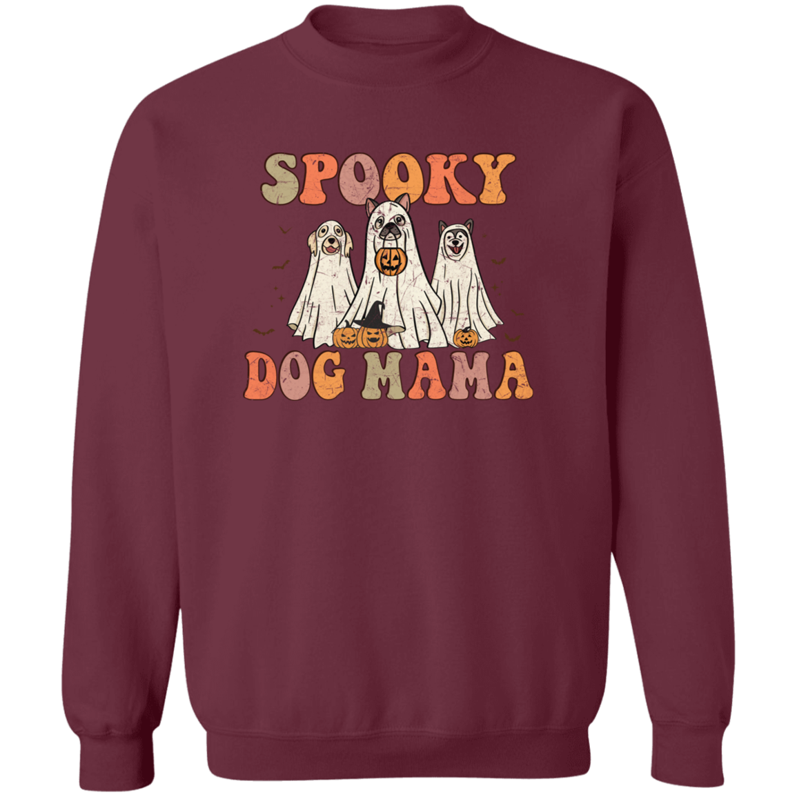 Spooky Dog Mama Halloween Crewneck Pullover Sweatshirt