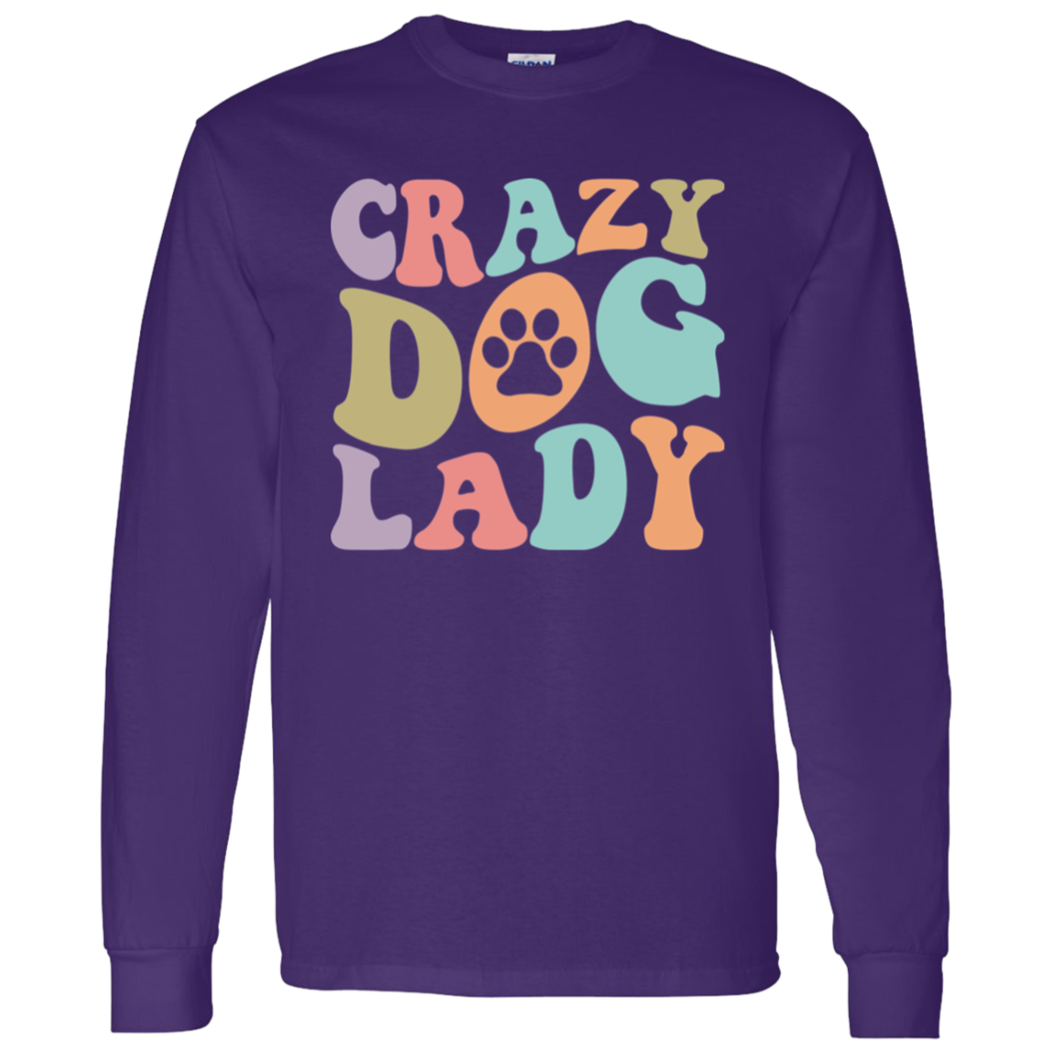 Crazy Dog Lady Paw Print Long Sleeve T-Shirt