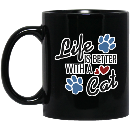 Life Better Cat - Black Mugs