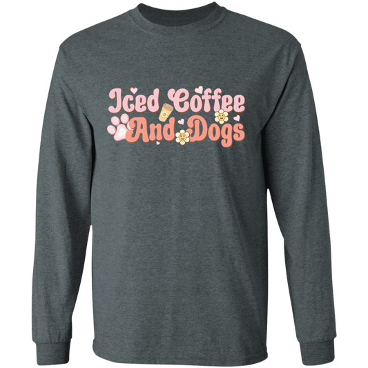 Iced Coffee and Dogs Retro Daisy Long Sleeve T-Shirt