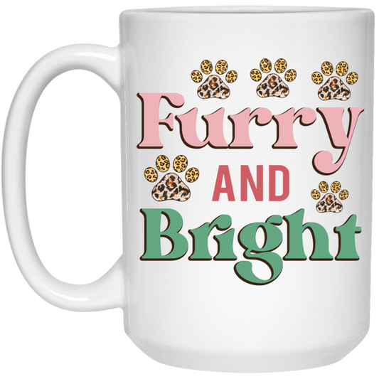Furry & Bright Dog Christmas 15 oz. White Mug