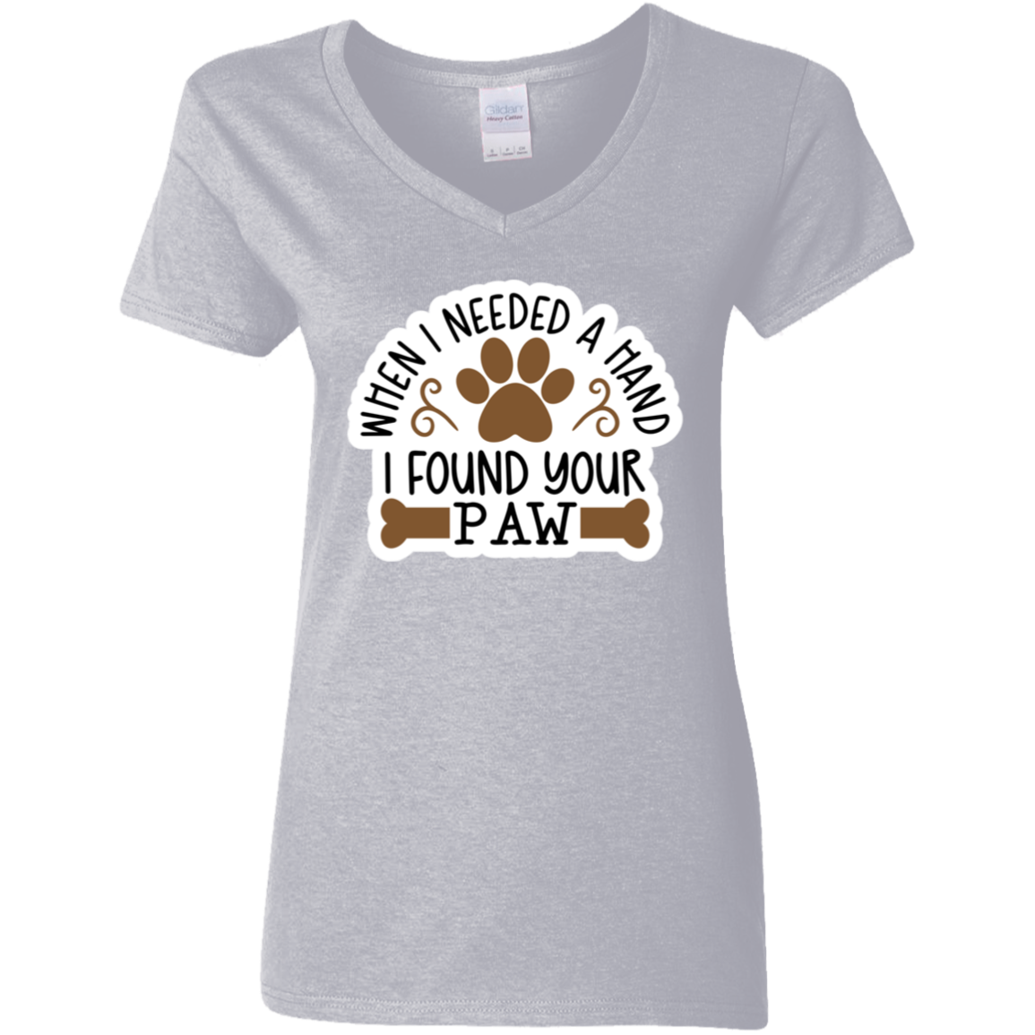 When I Needed a Hand I Found Your Paw Dog Rescue Ladies' V-Neck T-Shirt
