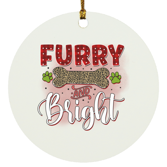 Furry & Bright Christmas Dog Circle Ornament