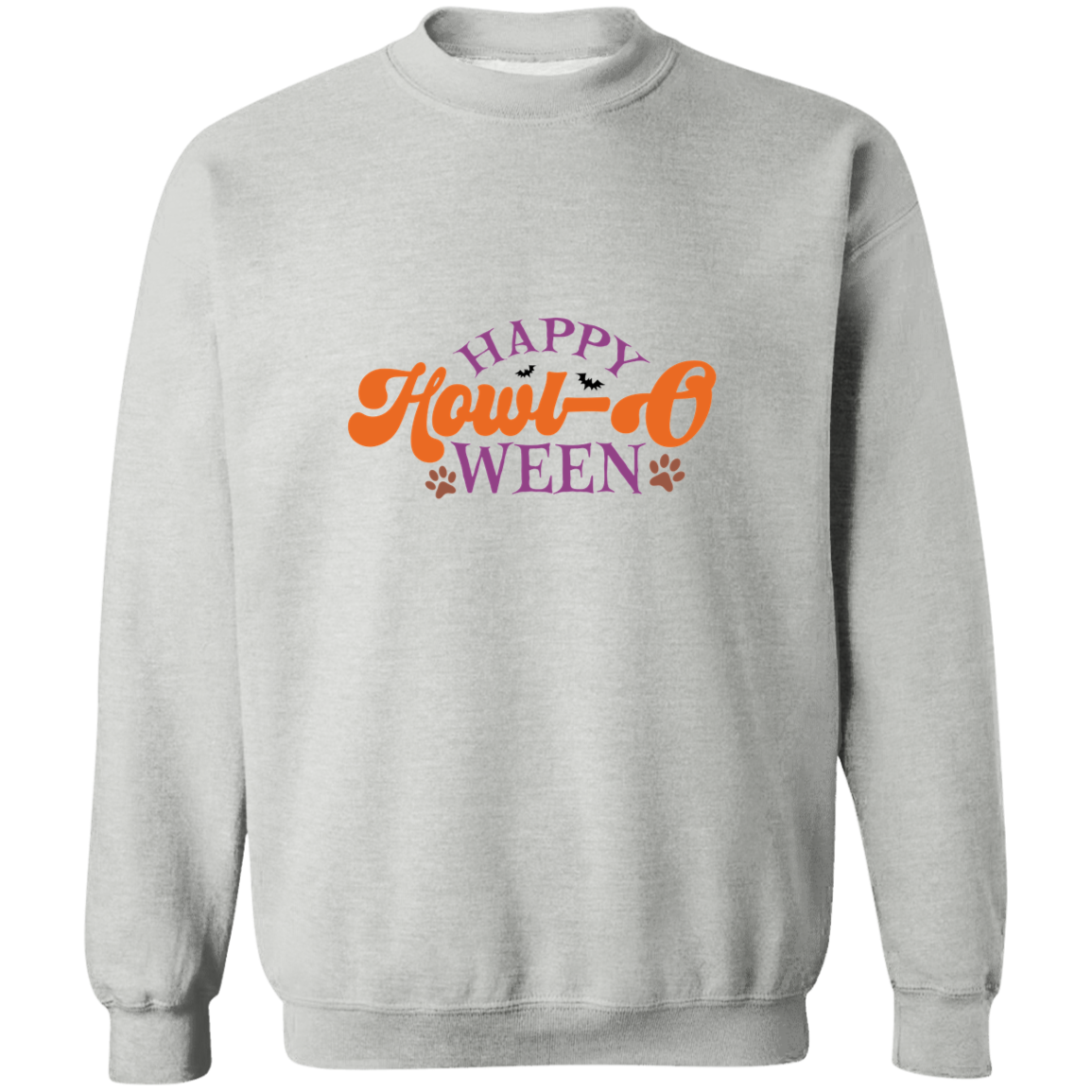Happy Howl-o-ween Paw Print Halloween Dog  Crewneck Pullover Sweatshirt