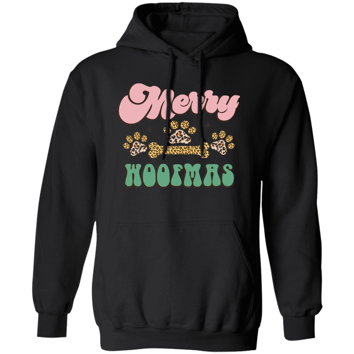 Merry Woofmas Dog Christmas Pullover Hoodie Hooded Sweatshirt