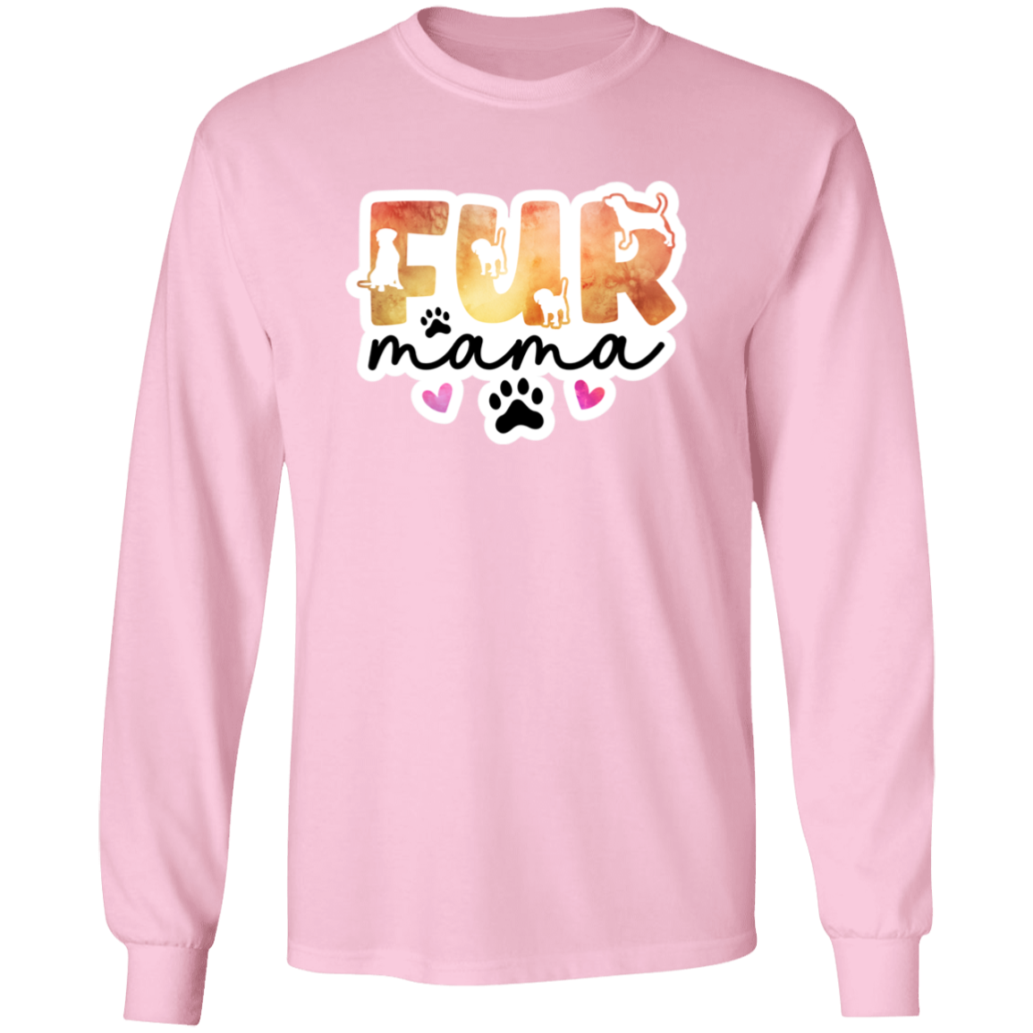 Fur Mama Dog Watercolor Long Sleeve T-Shirt