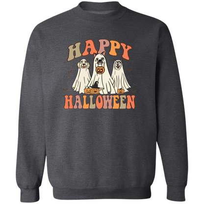 Happy Halloween Ghost Dogs Crewneck Pullover Sweatshirt