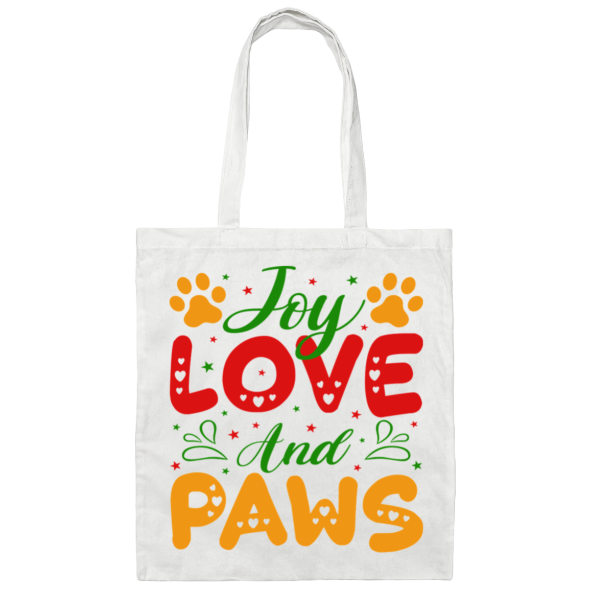 Joy Love and Paws Dog Christmas Canvas Tote Bag
