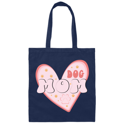 Dog Mom Heart Canvas Tote Bag