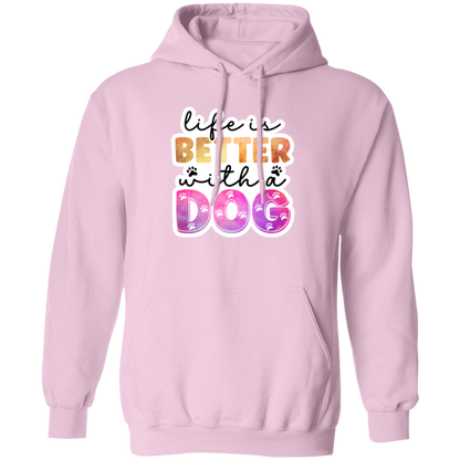 Life is Better with a Dog Watercolor Pullover Hoodie Hooded Sweatshirt