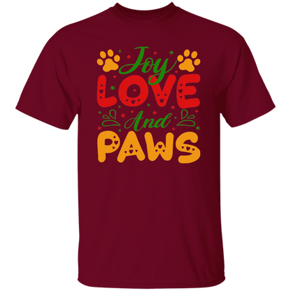 Joy Love and Paws Dog Christmas T-Shirt