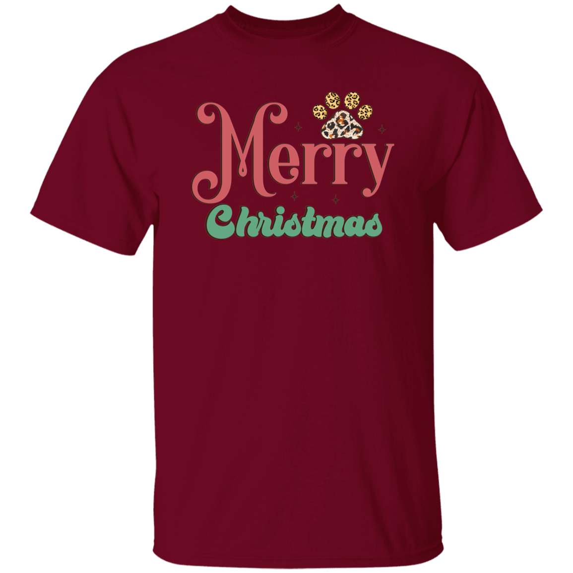 Merry Christmas Paw Print Dog T-Shirt