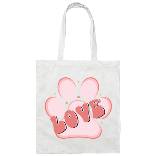 Love Paw Print Dog Rescue Canvas Tote Bag