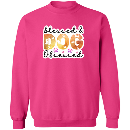 Blessed & Dog Obsessed Watercolor Crewneck Pullover Sweatshirt