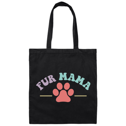Fur Mama Paw Print Dog Rescue Canvas Tote Bag
