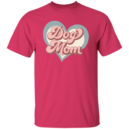 Dog Mom Retro Print with Hearts T-Shirt