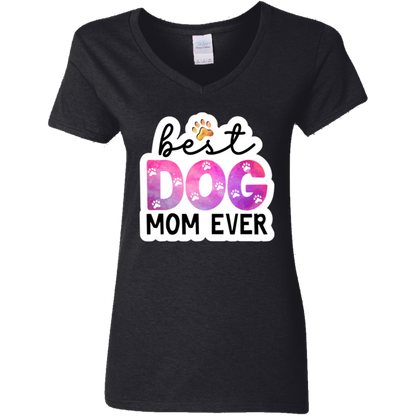 Best Dog Mom Ever Watercolor Ladies' V-Neck T-Shirt