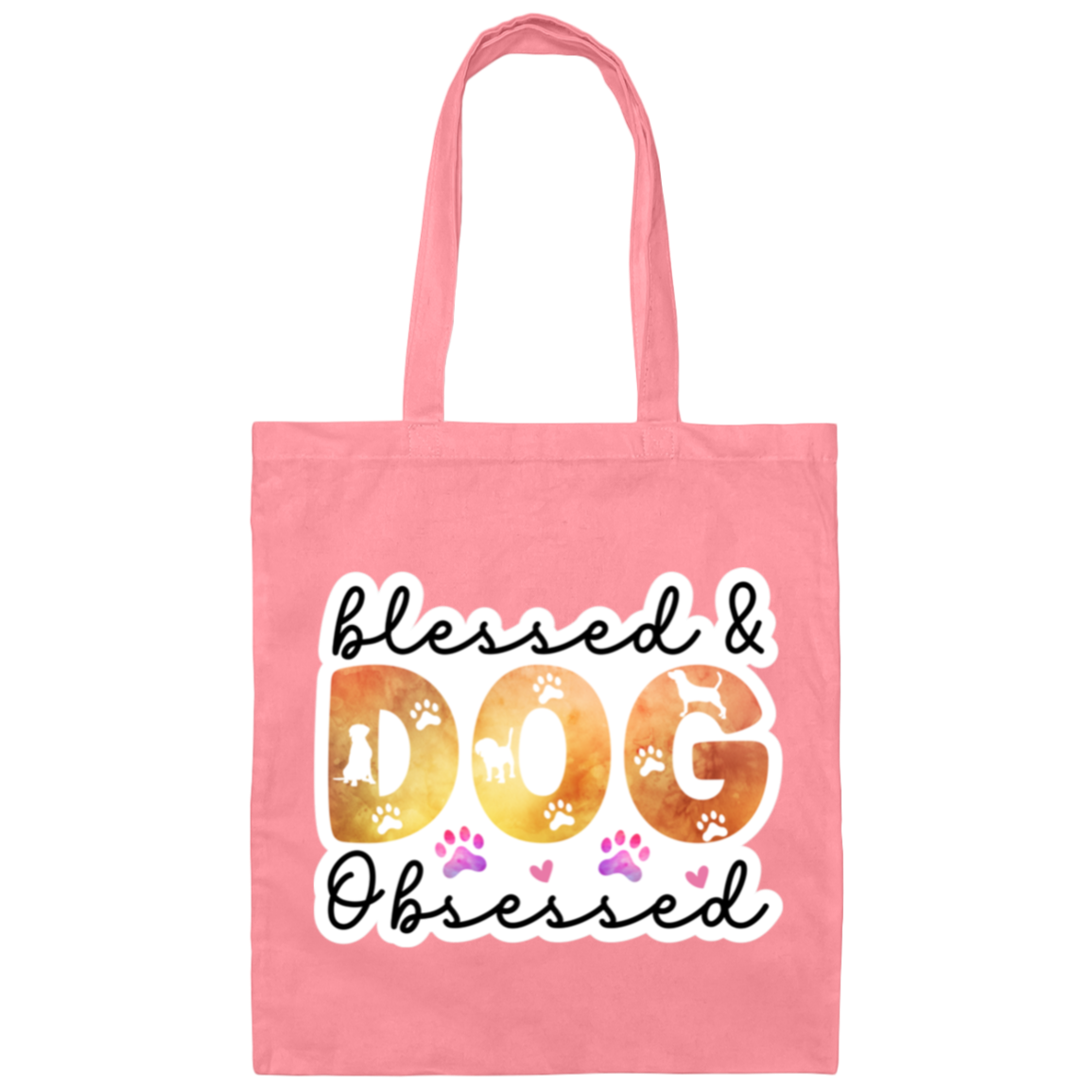 Blessed & Dog Obsessed Watercolor Canvas Tote Bag