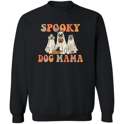 Spooky Dog Mama Halloween Crewneck Pullover Sweatshirt