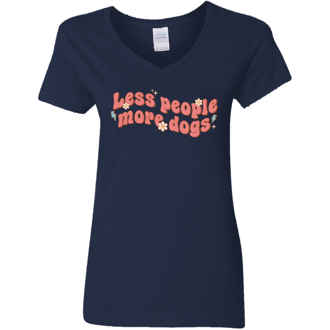 Less People More Dogs Ladies' V-Neck T-Shirt