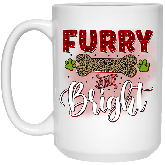 Furry & Bright Christmas Dog 15 oz. White Mug