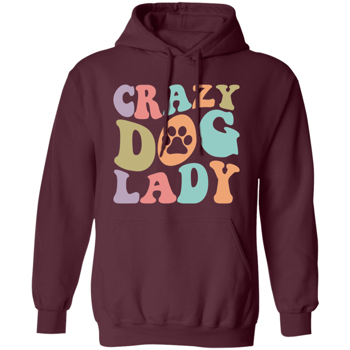 Crazy Dog Lady Paw Print Pullover Hoodie Hooded Sweatshirt