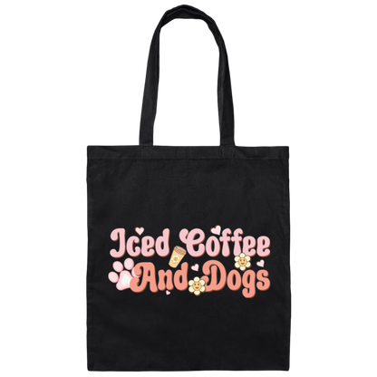 Iced Coffee and Dogs Retro Daisy Canvas Tote Bag