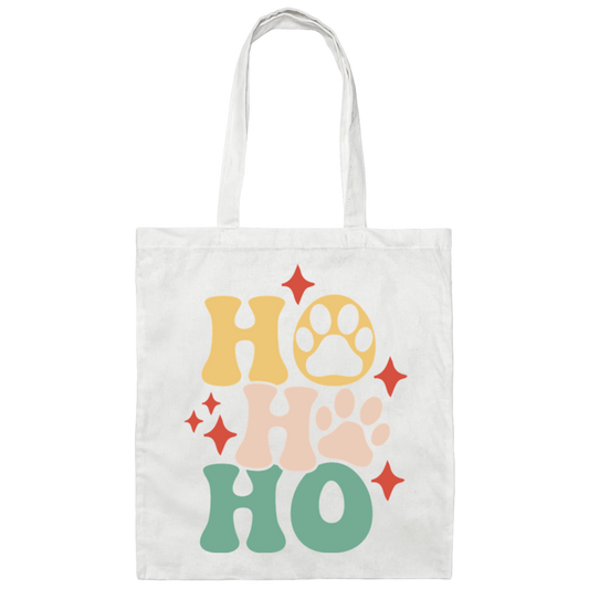 Ho Ho Ho Paws Christmas Dog Canvas Tote Bag