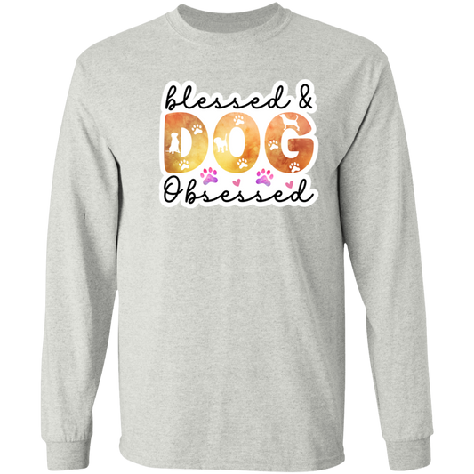 Blessed & Dog Obsessed Watercolor Long Sleeve T-Shirt