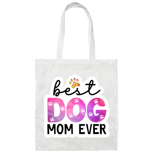 Best Dog Mom Ever Watercolor Canvas Tote Bag