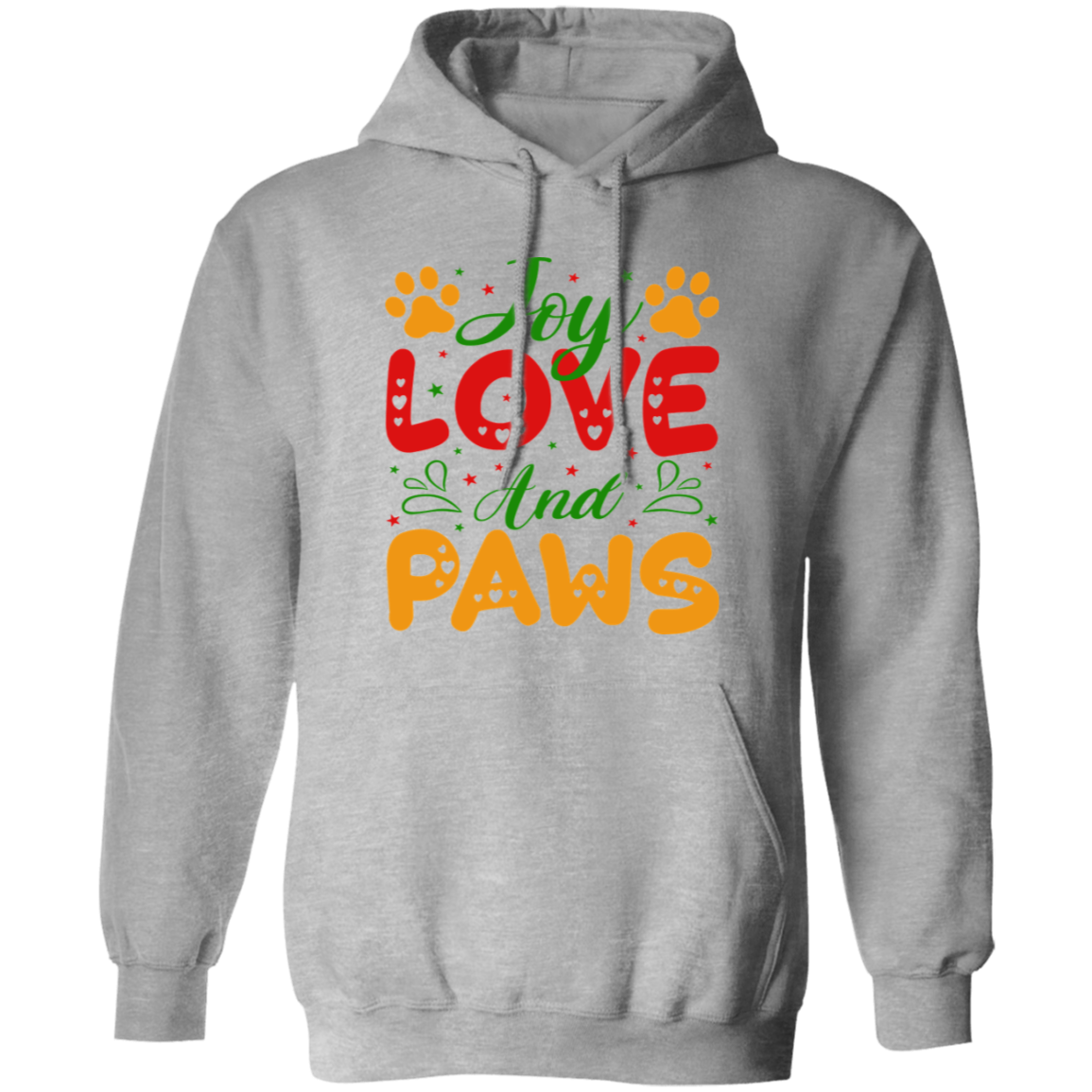 Joy Love and Paws Dog Christmas Pullover Hoodie Hooded Sweatshirt
