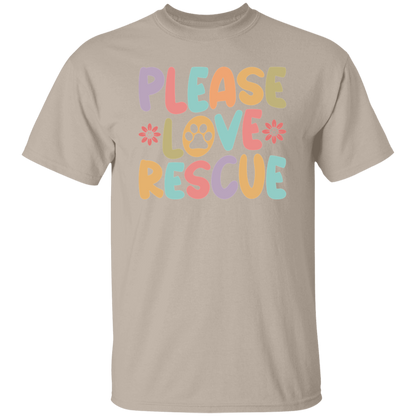Please Love Rescue Dog Paw Print T-Shirt