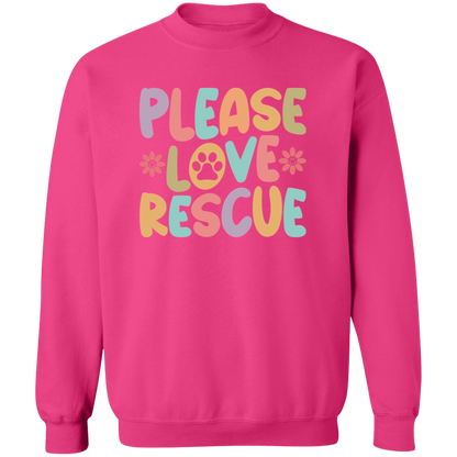 Please Love Rescue Dog Paw Print Crewneck Pullover Sweatshirt