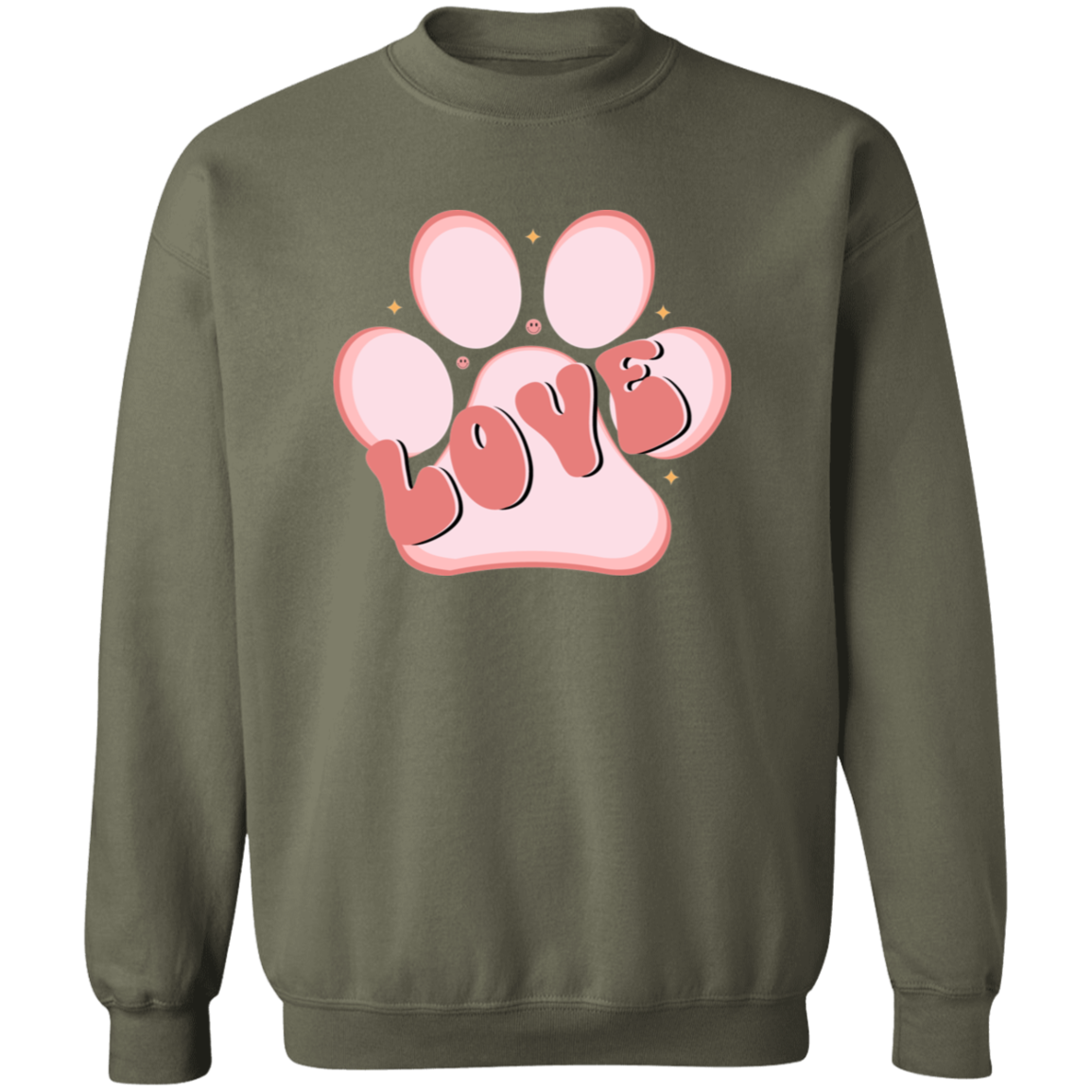 Love Paw Print Dog Rescue Crewneck Pullover Sweatshirt