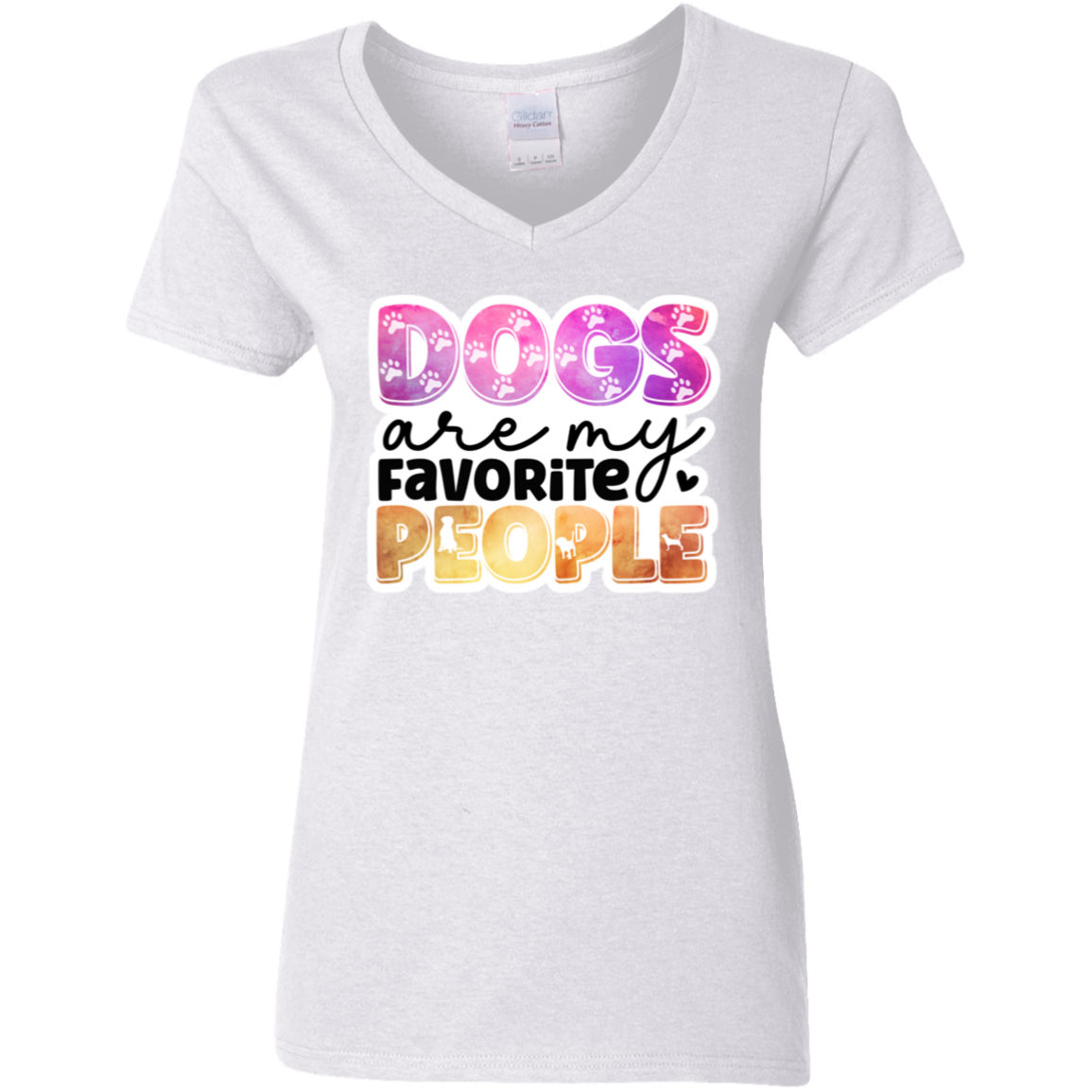 Dogs are my Favorite People Watercolor Ladies' V-Neck T-Shirt