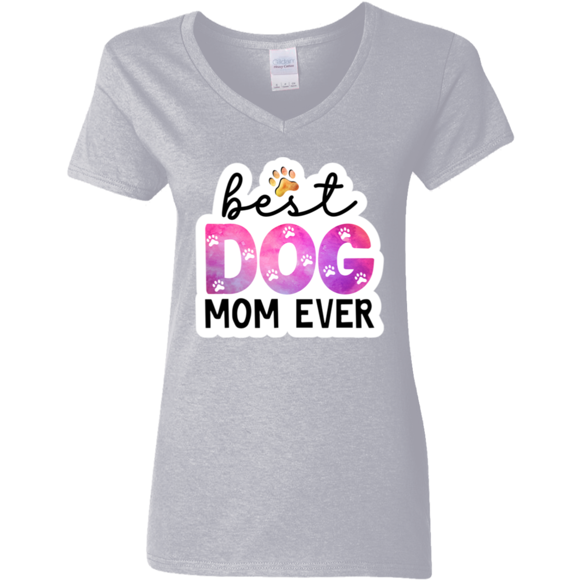 Best Dog Mom Ever Watercolor Ladies' V-Neck T-Shirt
