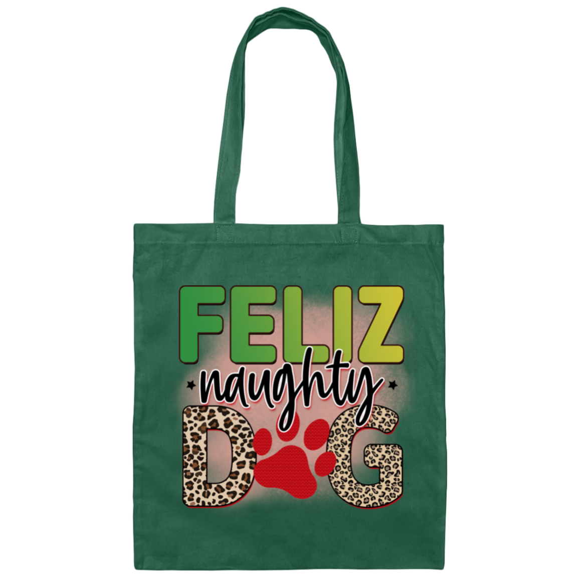 Feliz Naughty Dog Christmas Canvas Tote Bag