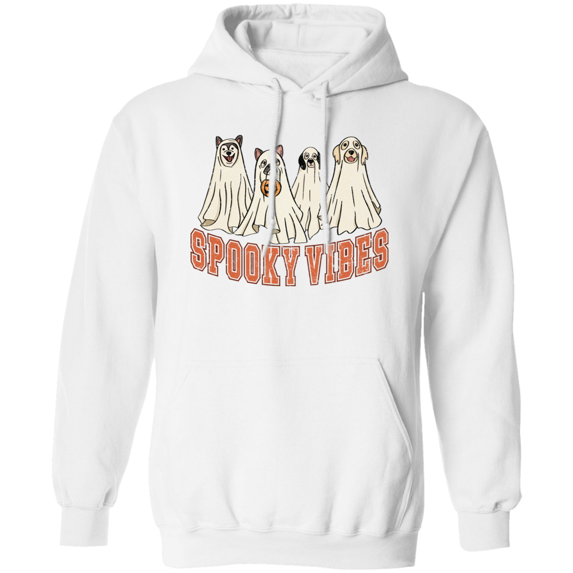 Retro Spooky Vibes Halloween Dogs Pullover Hoodie