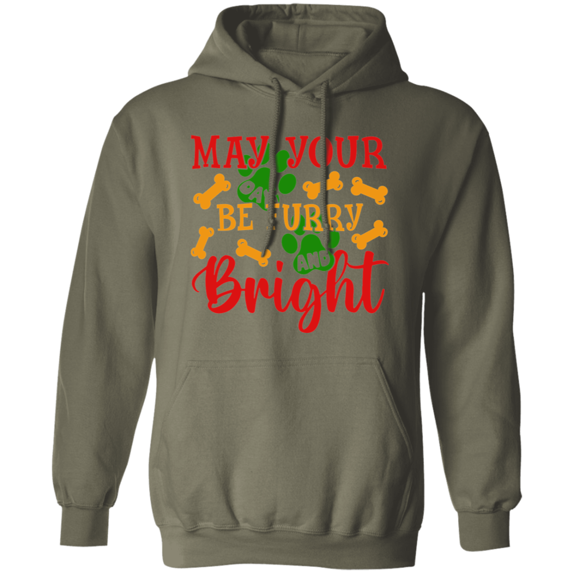 May Your Days Be Furry and Bright Dog Christmas Pullover Hoodie Hooded Sweatshirt