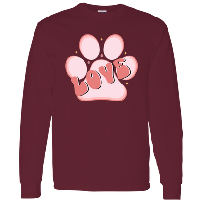Love Paw Print Dog Rescue Long Sleeve T-Shirt