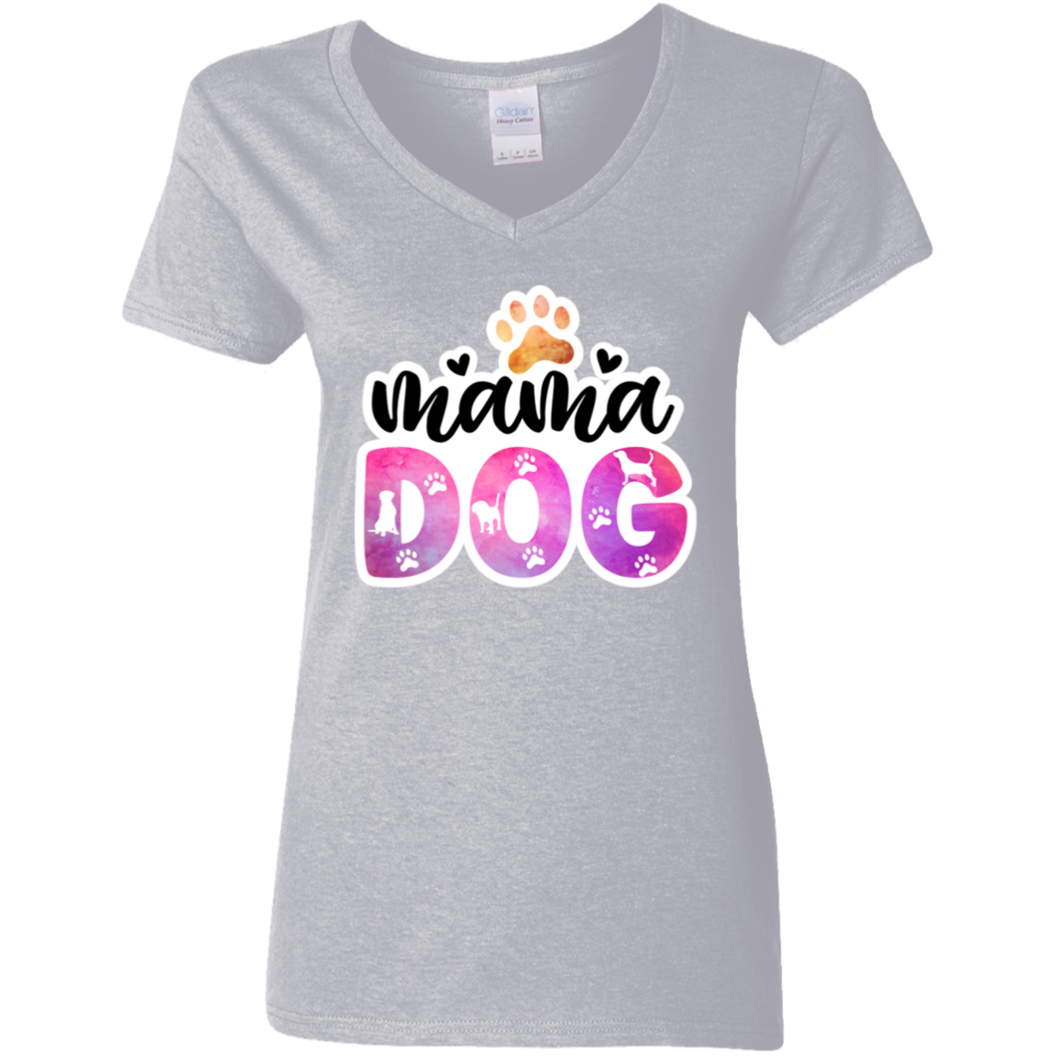 Mama Dog Paw Watercolor Ladies' V-Neck T-Shirt