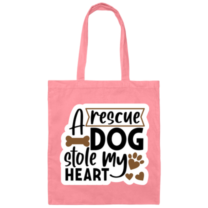 A Rescue Dog Stole My Heart Canvas Tote Bag