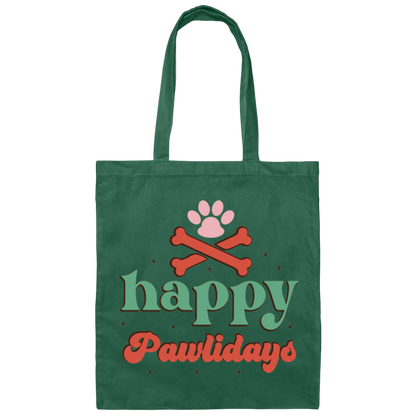 Happy Pawlidays Christmas Dog Canvas Tote Bag