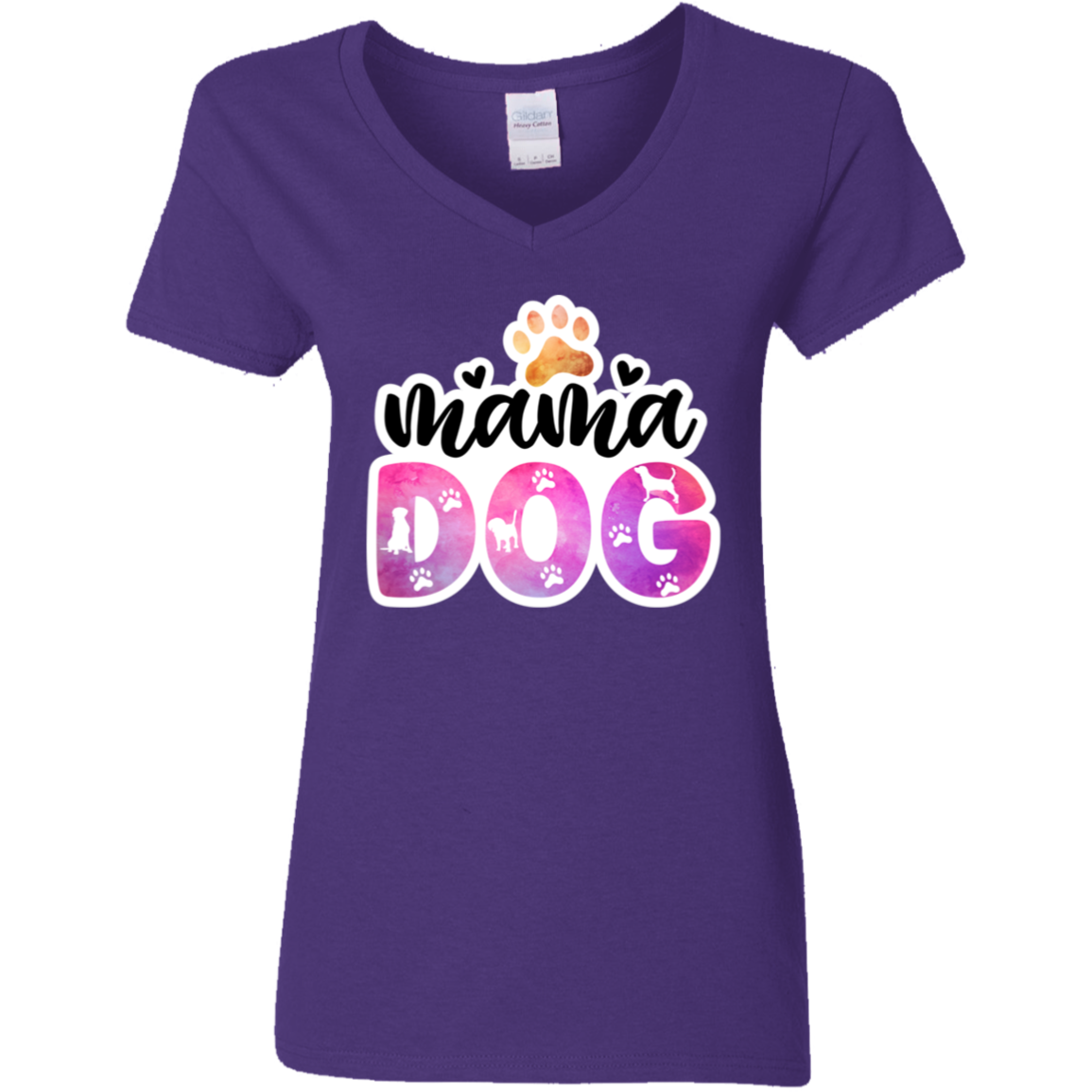 Mama Dog Paw Watercolor Ladies' V-Neck T-Shirt