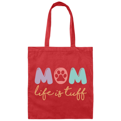 Dog Mom Paw Print Life is Tuff Canvas Tote Bag